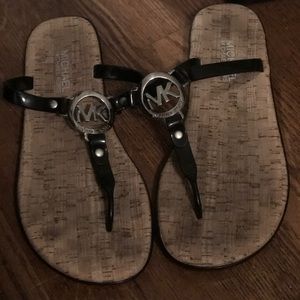 Michael Kors Black PVC and cork Sandals